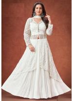 Imported  White Wedding Wear Designer Readymade Indo Western Lehenga